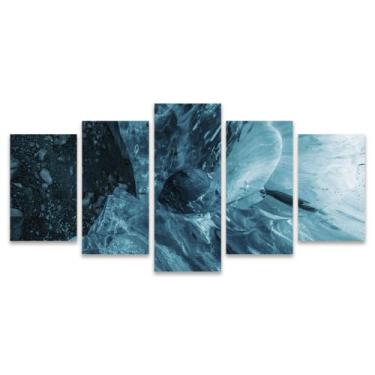 Imagem de Quadro Mosaico Decorativo Gelo Geleira Azul Tons Abstrato Sala Quarto 