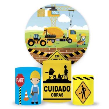 Imagem de KIT  Painel de festa, painel redondo, trio capa de cilindro e portal r