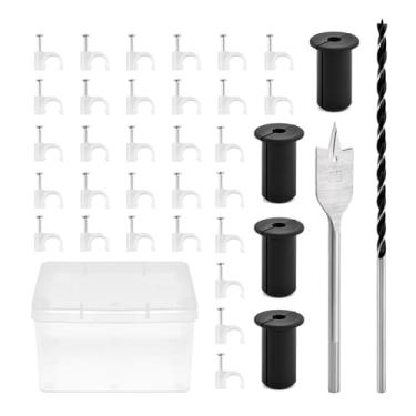 Imagem de Kit de roteamento de cabos Starlink de parede de 1,9 cm, kit de instalação de cabos, para passagem de parede de cabo com 1 broca de pá, 1 broca e 100 clipes de fio de parede