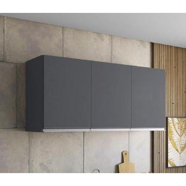 Imagem de Armário Suspenso Andréia 120mt com Puxadores Embutidos Cinza  Ajl 