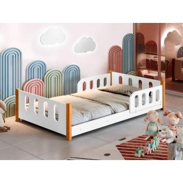 Imagem de Cama Montessoriana Infantil com Grade Camila Branco com Colchão - Diva