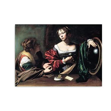 Imagem de Arte de parede em tela clássica - Michelangelo Merisi Caravaggio - reprodução de pinturas a óleo famosas - pôsteres de Martha e Mary - Imagens de arte em tela para decoração de casa 20 x 30 cm (8 x 12
