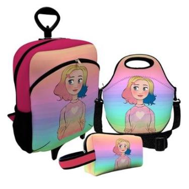 Imagem de Kit Escolar Mochila de Rodinha + Lancheira + Necessaire Plus – ISOPRENE – Menina Lobo-Unissex