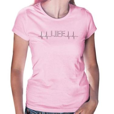 Imagem de Baby Look Batimentos Cardíacos Life - Foca na Moda, Rosa bebê, GG