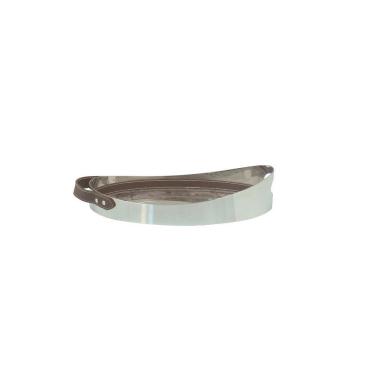 Imagem de Bandeja Decorativa em Aço Inoxidável com Detalhe em Couro 32cm DZ0085 BTC