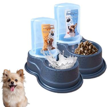 Imagem de Kit Bebedouro Comedouro Cães Gatos Resistente Prático 1,5L - Dura Pets