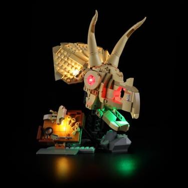 Imagem de YEABRICKS Kit de luzes LED para-76969 Jurassic World fósseis de dinossauro: Crânio de triceratops modelo de blocos de construção (excluindo o kit de construção)