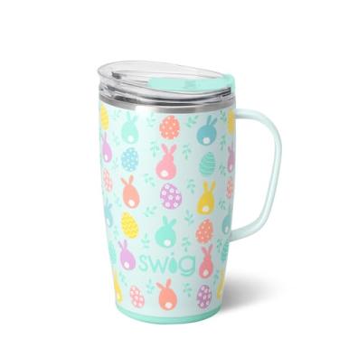 Imagem de Swig Life Caneca de viagem de 510 g, copo isolado com alça e tampa, suporte para copo, pode ser lavado na lava-louças, aço inoxidável, xícara de café de viagem (por exemplo, caça)