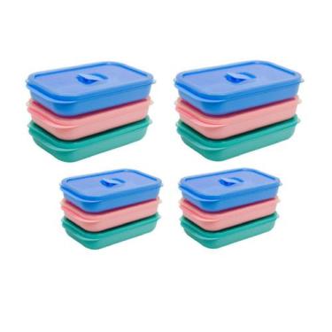 Imagem de Kit 12 Potes Hermético Marmita Tampa Válvula 500ml e 1 Litro - DUP, Ro