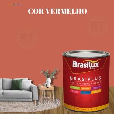 Imagem de Tinta de Parede Semi Brilho Vermelho Brasiplus 800ml Acrilica Lavável.