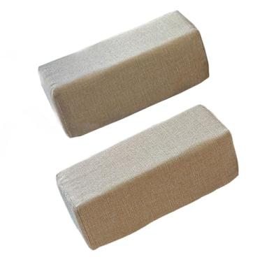 Imagem de KiBcsLic Almofadas de apoio de braço de cadeira de escritório 2pcs com amortecimento com argamas de linho de algodão lavável removível almofadas de braço de, Bege