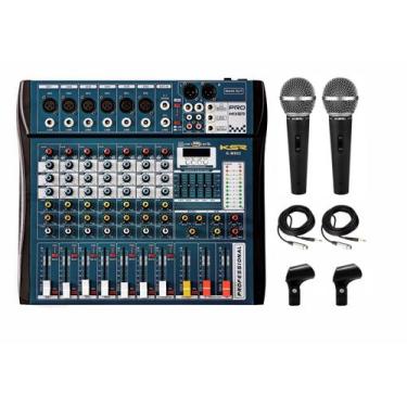 Imagem de Mesa Som 8 Canais Interface Ksr Km802  2 microfones ks58 - KSR PRO 