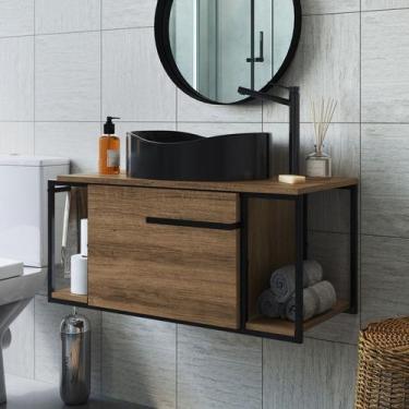 Imagem de Gabinete Suspenso de Banheiro 80cm Sem Cuba P1019 Placa e Ponto /Mel  