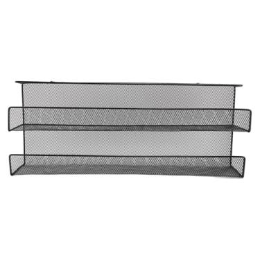 Imagem de Cesta de armazenamento sob a mesa, prateleira de gerenciamento de cabos de camada dupla para escritório em casa, preta (grande)