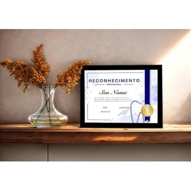 Imagem de Certificado Decorativo Dentista Consultório C/ Moldura e Vidro A4 - Es