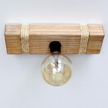 Imagem de Luminária Lustre Pendente Rústico Retro Madeira 30cm - Eco.Start e-com