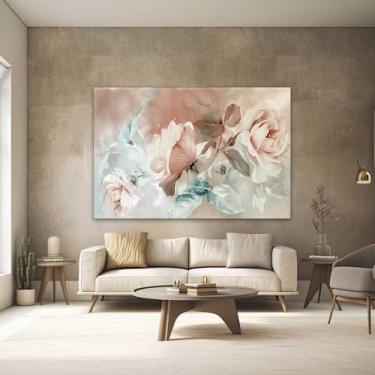 Imagem de Quadros Decorativos para Quarto Sala 40x60 Floral Rosa Cores Floral Abstrato Grande Escritório Hall