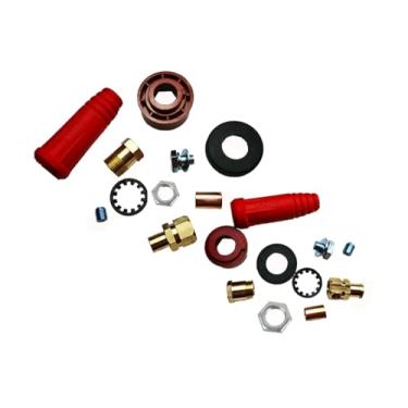 Imagem de DKJ35-50 & DKJ50-70 TIG Conector de solda Conjunto de plugue e soquete de corte a plasma cobre e borracha isolante 2 vermelho