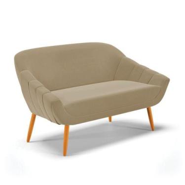 Imagem de Namoradeira 02 Lugares Giovana Suede Pés Palito Castanho - D'rossi Mar