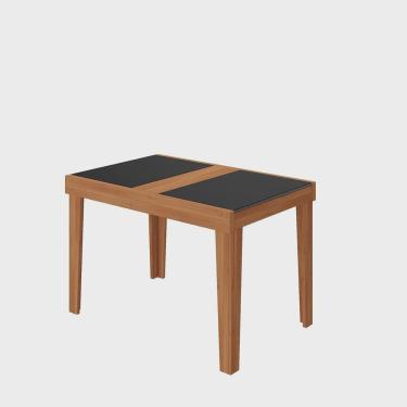 Imagem de Mesa de Jantar Extensível 120cm Naturalle Pinhão - Vidro Preto