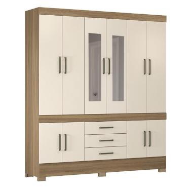 Imagem de Guarda Roupa Casal New Murano 10 Portas e 3 Gavetas com Espelho - Demóbile Amêndola/Off White