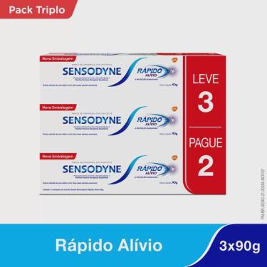 Imagem de Kit sensodyne creme dental rápido alívio para dentes sensíveis 90G com 3 unidades