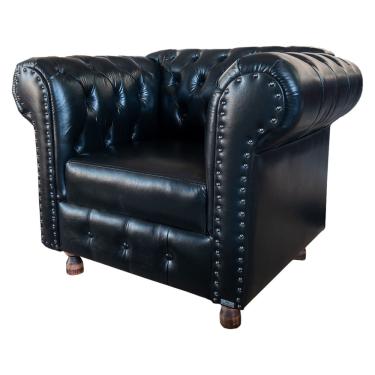 Imagem de Poltrona Luís Xv Chesterfield Com Capitonê 1 Lugar Corano Preto Para Sala, Tv, Recepção