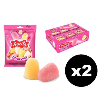 Imagem de 2 Caixas Mini Bala de Goma Docigoma Gurt c/ 24un 18g Docile