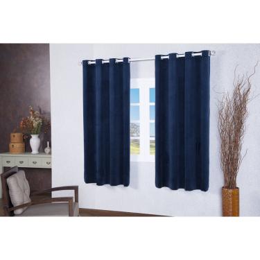 Imagem de Cortina Semi Blackout de Tecido Suede Imperial para Sala Quarto Escritório 2,00m x 1,70m Azul Marinho