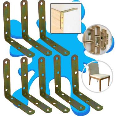 Imagem de Kit 10 Cantoneira L Reforço Moveis 10cm Bicromatizada Flange - STORE S