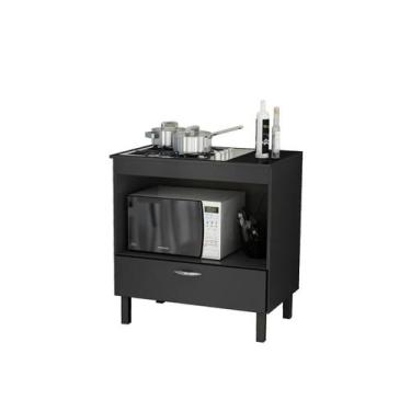 Imagem de Balcão Cozinha Fogão Para Cooktop Florida 1 Porta - FARO MÓVEIS, Preto