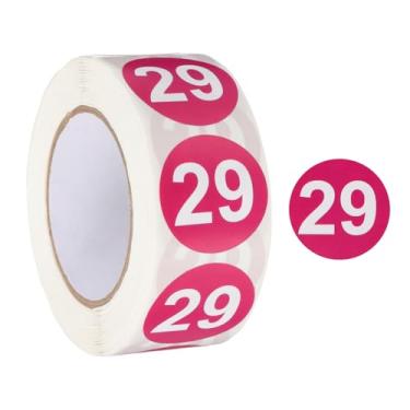 Imagem de PATIKIL Número 29 adesivos circulares, etiqueta numérica autoadesiva com código de cor redonda de 2,5 cm 500 etiquetas/rolo para organização doméstica gerenciamento de escritório, vermelho-violeta com
