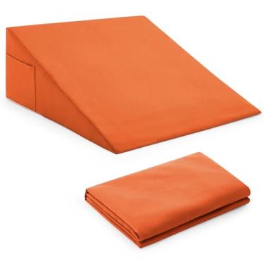 Imagem de Horbaunal Capa de almofada de cama laranja queimada com design de zíper, protetor de fronha de cunha com bolso lateral para armazenamento, 61 cm C x 61 cm L x 30 cm A (travesseiro não incluído)