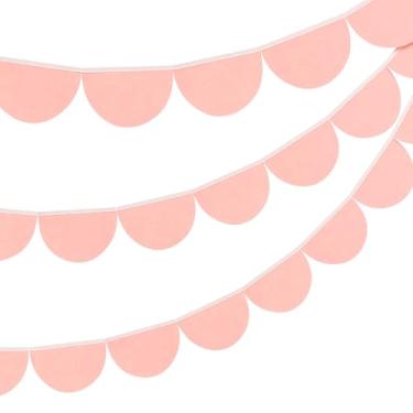 Imagem de VitalCozy 2 Pçs Faixa de feltro pêssego vieira flâmula 33 centímetros pêssego festa guirlanda incluindo excesso de cordão feliz aniversário chá de bebê casamento decorações de berçário