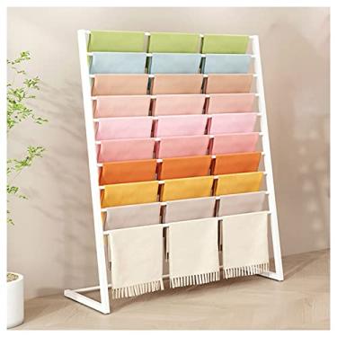 Imagem de Suporte organizador de cachecol grande para toalhas de mão independentes, suporte de calças comerciais para lojas de roupas, prateleira de xales de exibição de varejo, ferro, 10 camadas (cor: preto