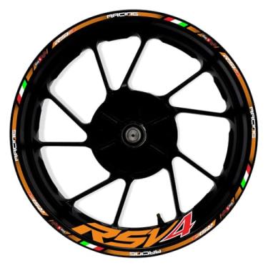 Imagem de Awonderful Kit de listras refletivas para motocicleta, adesivos de aro de roda de vinil compatíveis com Aprilia RSV4 1000 2009-2019 (laranja)