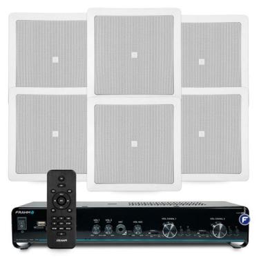 Imagem de Kit Som Ambiente Bluetooth Usb Sd Area Gourmet + Arandelas Embutir Tet
