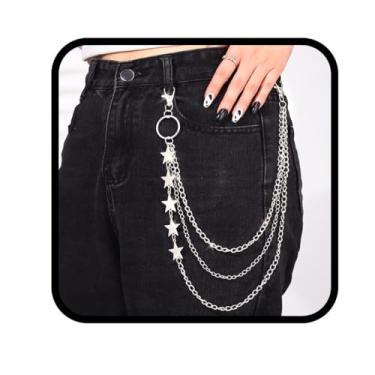Imagem de Aularso Corrente de calças hip pop para homens, correntes de bolso punk em camadas para mulheres, chaveiros, acessórios para calças, Free size, Tecido, Sem Pedra Preciosa