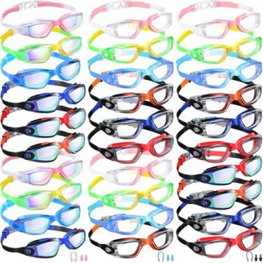 Imagem de Yexiya 30 pares de óculos de natação com clipe nasal e tampões de ouvido, anti-neblina, proteção UV sem vazamento, óculos de natação profissionais de verão para homens, mulheres, adultos e