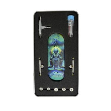 Imagem de LEEFAI Conjunto completo Pro Fingerboard, deck de bordo de 34 x 96 mm, caminhões Leefai 4.0, design de impressão UV, mini skate de dedo - Op3ra V3-Alienation