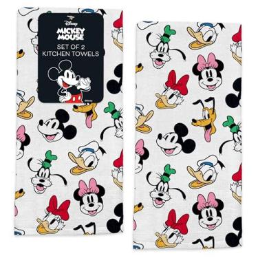Imagem de Toalhas de cozinha Disney – Pacote com 2 toalhas de cozinha 100% algodão – 40,6 cm x 66 cm panos de prato macios e absorventes – Mickey, Minnie e Stitch Designs – Durável, lavável na máquina (fotos de