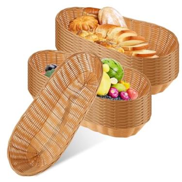 Imagem de LOPYXBR 20 cestas de pão de vime para servir cesta oval de 38 x 15 x 7 cm de mesa, frutas, legumes, cestas ovais de vime para casa, cozinha, restaurante, atividades ao ar livre