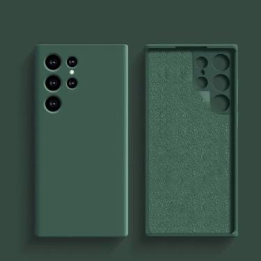 Imagem de Capa de silicone líquido à prova de choque para Samsung Galaxy S24 S23 S22 S21 S25 Ultra A55 A54 A34 A52 5G Acessórios Capa traseira macia e fofa, verde escuro, para A54