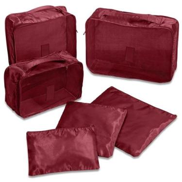 Imagem de Organizador de Mala Viagem Necessaire Kit 6 Peças Vinho CBRN20461 - Co