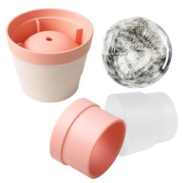 Imagem de TUUWAI Conjunto de 2 moldes de bola de gelo, cubo de gelo esfera, molde reutilizável para máquina de gelo, moldes de silicone de liberação fácil, esfera de gelo redonda para uísque, coquetéis e