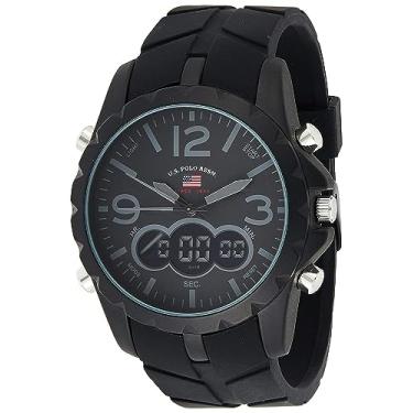 Imagem de U.S. Polo Assn. Relógio masculino esportivo US9287 com pulseira de borracha preta, Preto, NOSIZ, Digital, movimento de quartzo