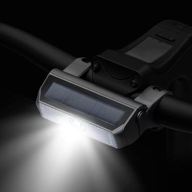 Imagem de Farol de bicicleta, luzes de bicicleta movidas a energia solar, luz frontal inteligente para bicicleta, luz de aviso de segurança piscante de LED para bicicleta