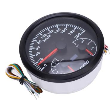 Imagem de Odômetro GPS de 110 Mm de 0 a 200 Km H Multifuncional de 0 a 8000rpm Tacômetro E-1/4-1/2-3/4-F Beda de Nível de Combustível Com Sinais de Turno para Caminhões de (Dial preto