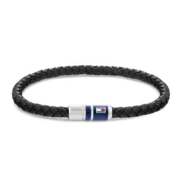 Imagem de Tommy Hilfiger Pulseira masculina de couro trançado, length 21.5 cm, Aço inoxidável e couro, Sem pedras preciosas