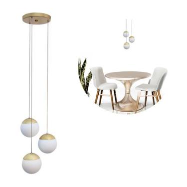 Imagem de Luminaria De Teto Pendente Mesa De Jantar Sala Globo De Vidro Fosco Le